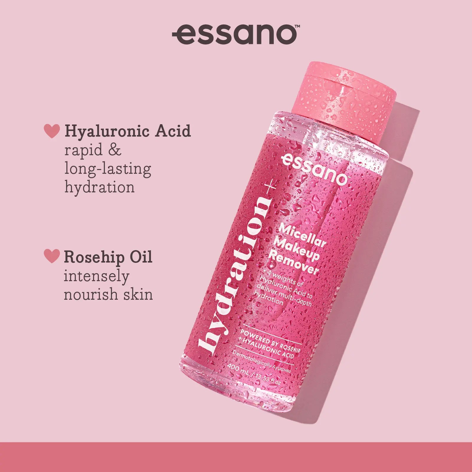Hydration+ Micellar Makeup Remover 400ml - Essano Singapore-Benefits-1