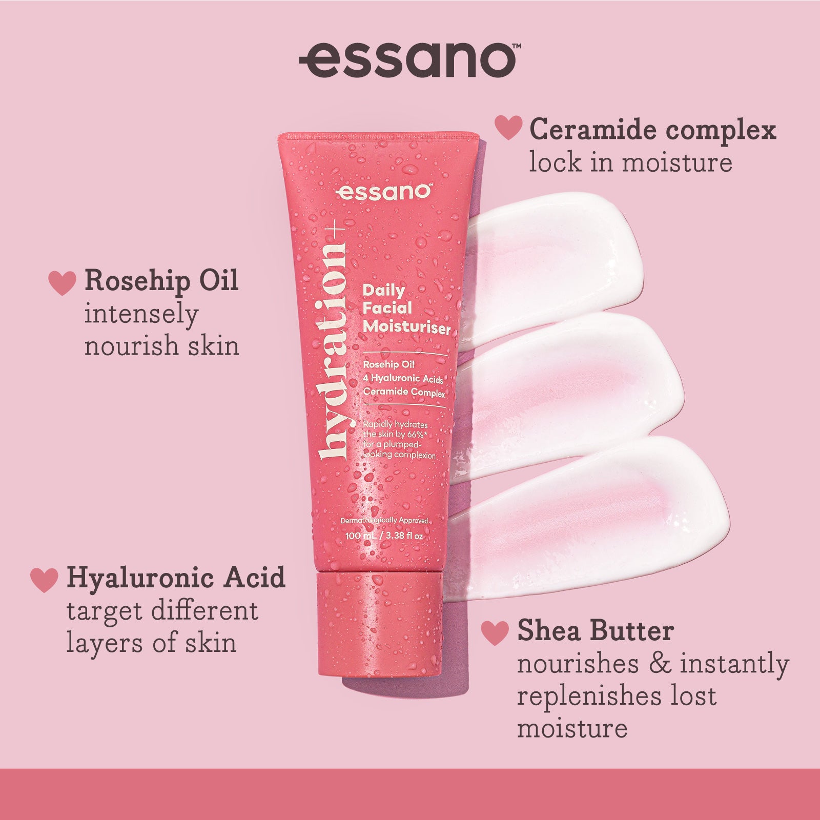 Hydration+ Daily Facial Moisturiser 100ml - Essano Singapore-Benefits-1