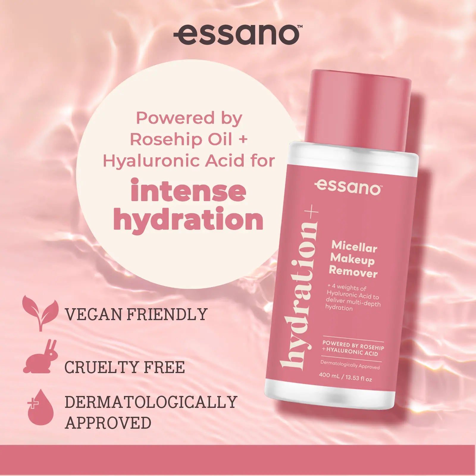 Hydration+ Micellar Makeup Remover 400ml - Essano Singapore-Benefits-3