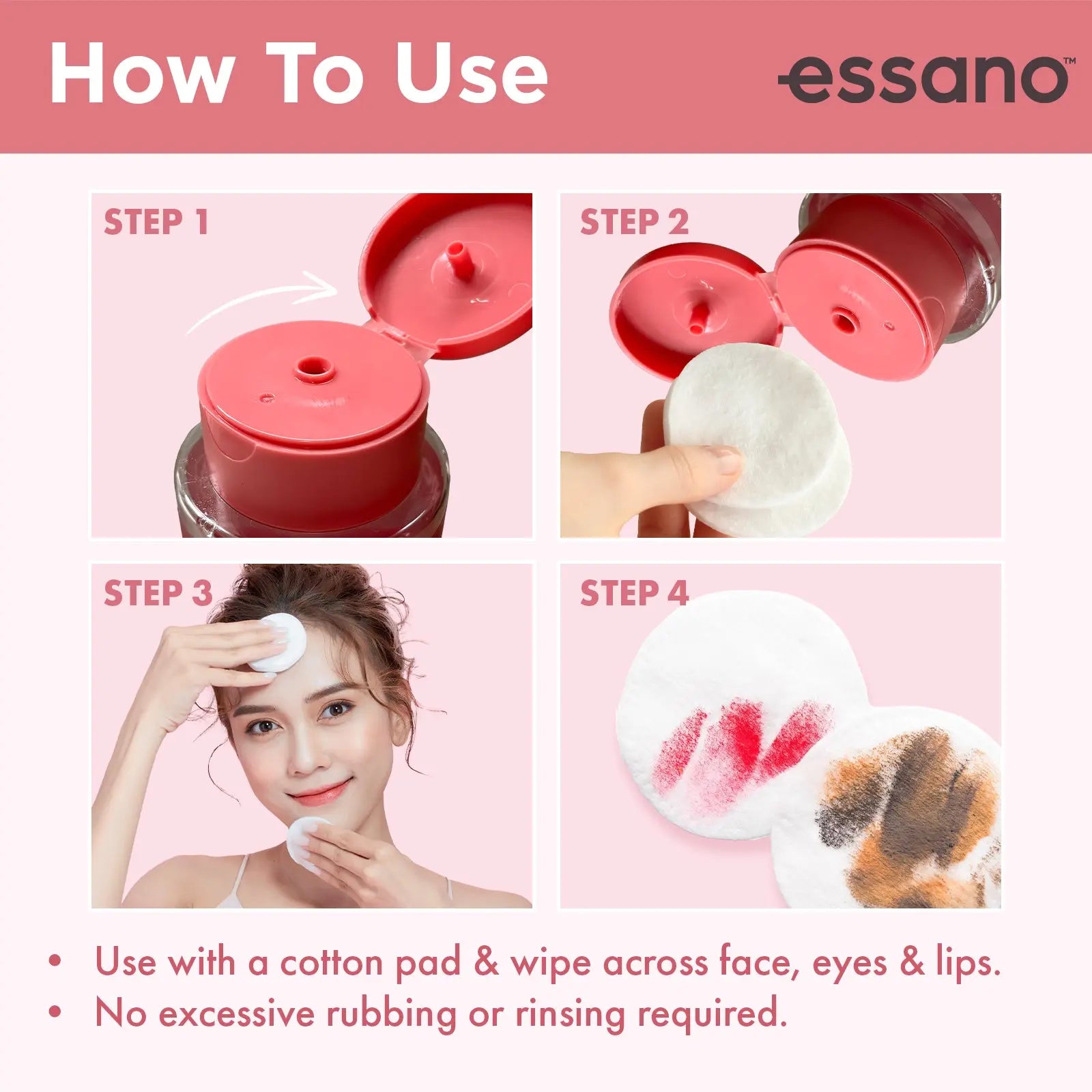 Hydration+ Micellar Makeup Remover 400ml - Essano Singapore-How-To-Use