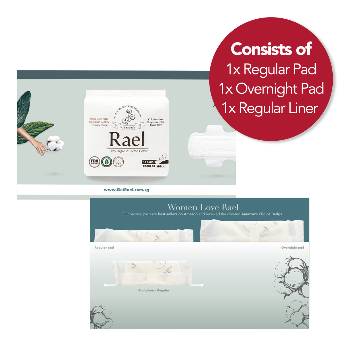 Rael Organic Cotton Period Care Trial Kit 3s
